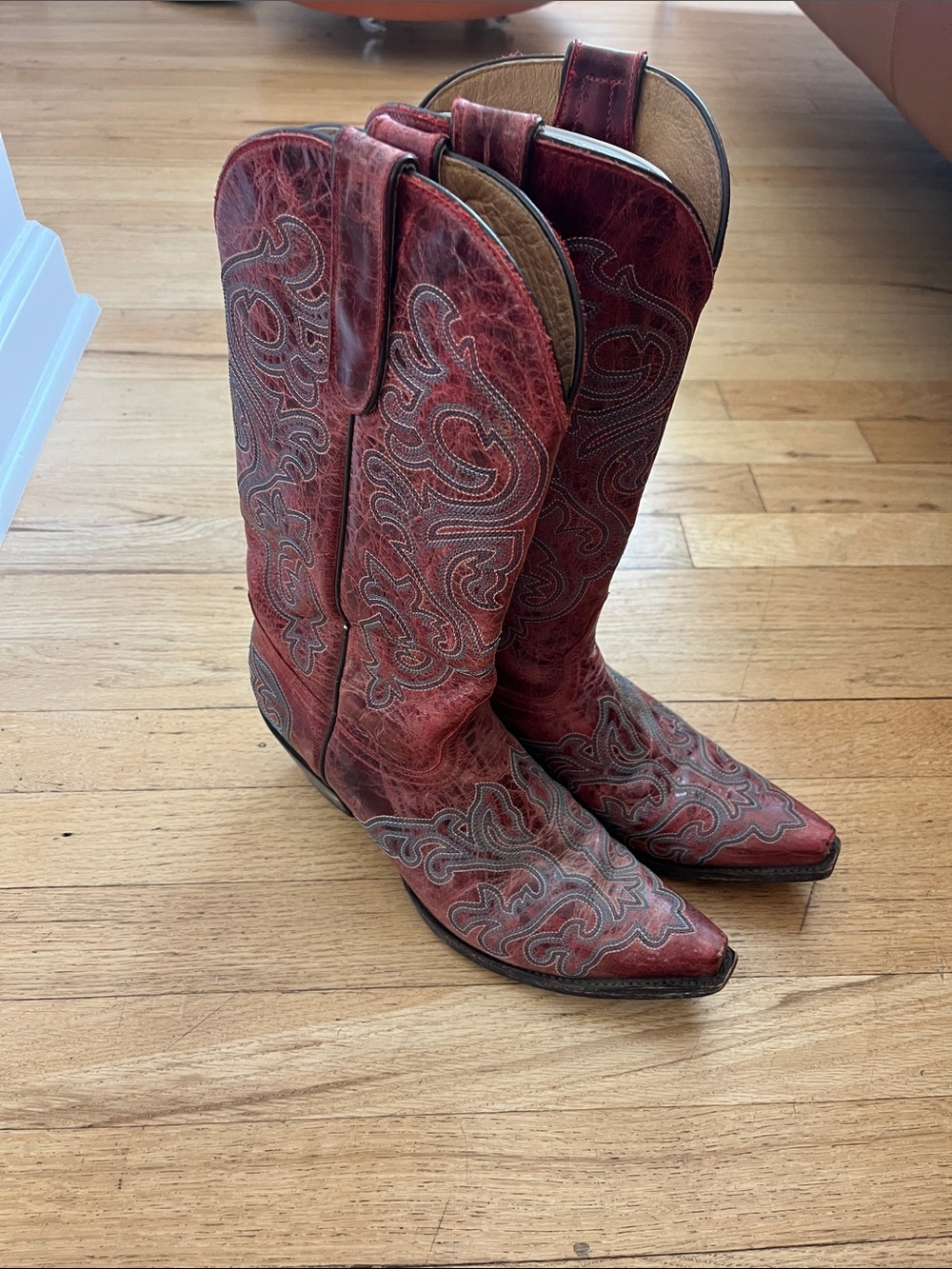 Old Gringo Red Embroidered Leather Western Knee-High Boots